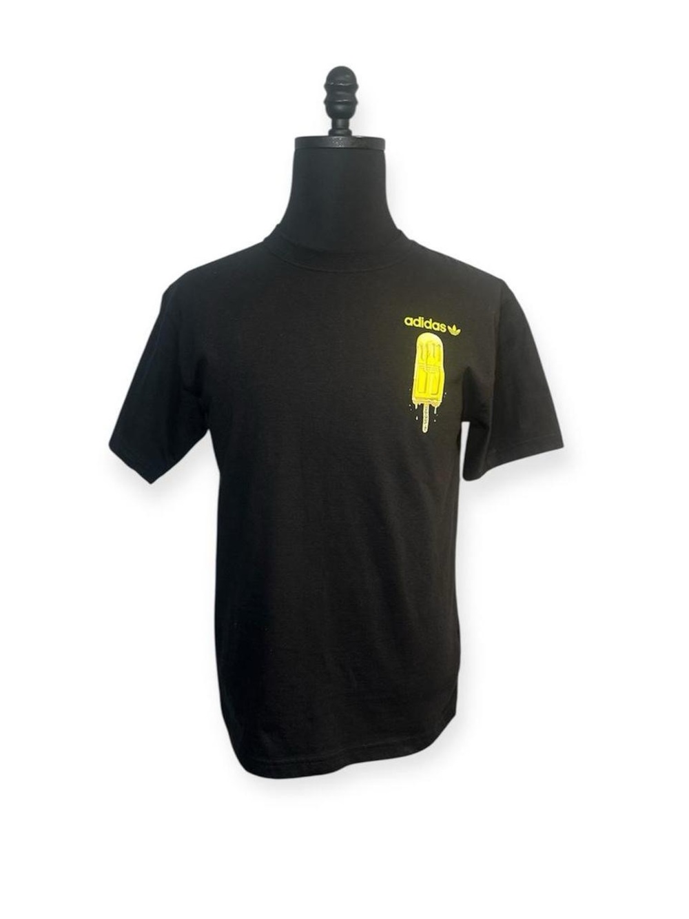 adidas Black Short Sleeve Tee with Yellow Popsicle Graphic